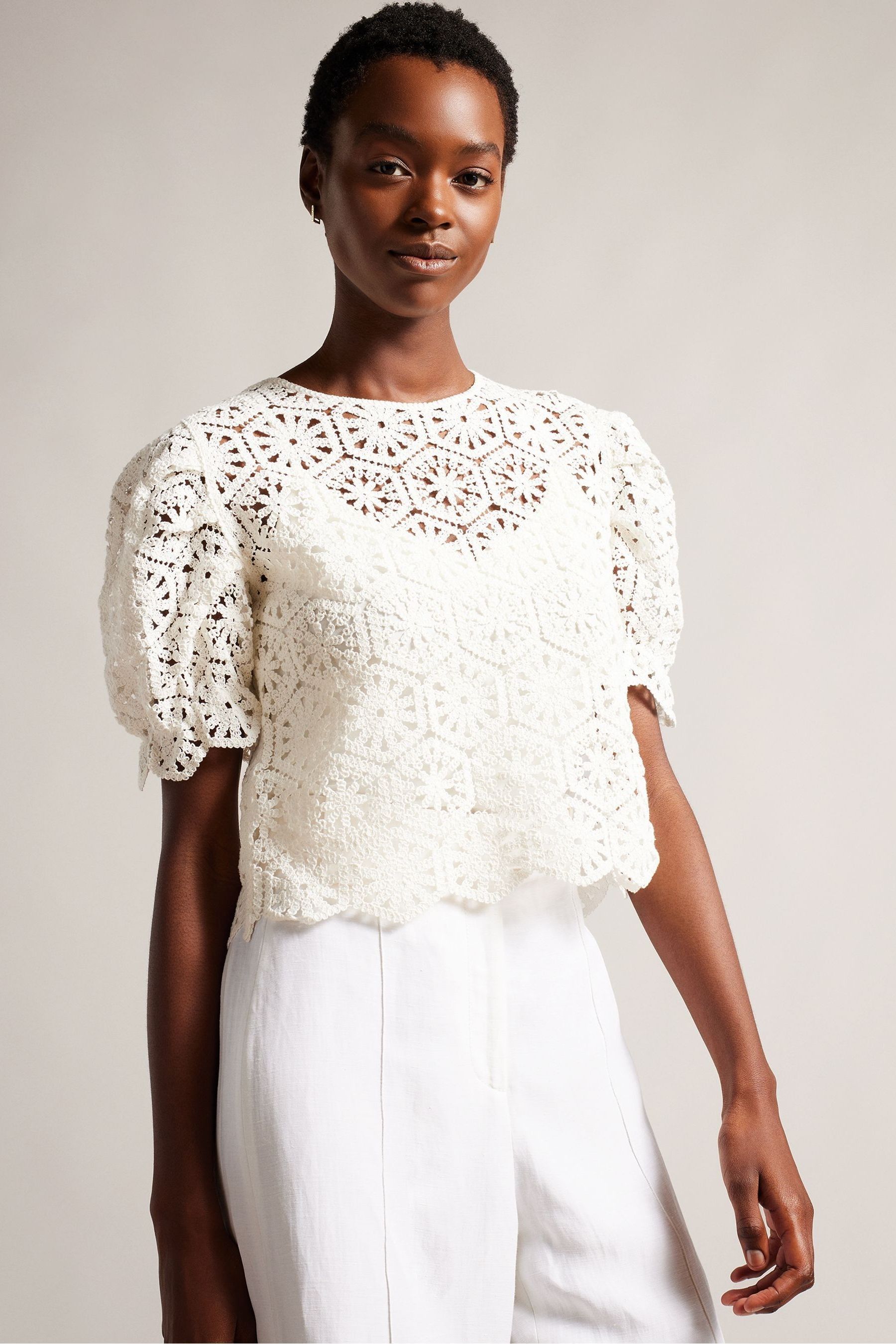 Knit puff sleeve top outlet