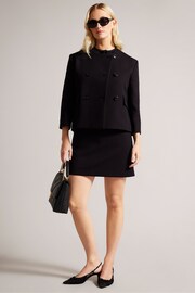 Ted Baker Molleia  Double Breasted Cropped Collarless Black Coat - Image 1 of 5