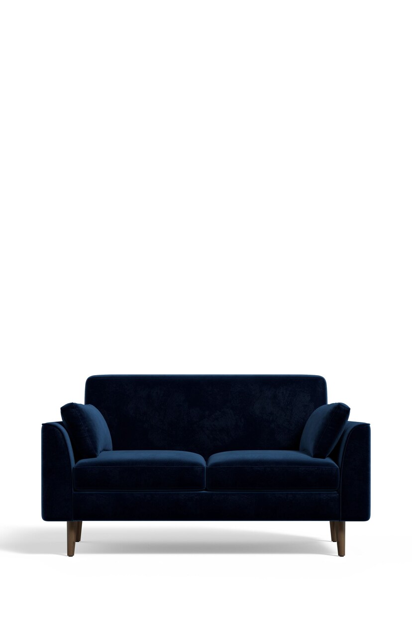 Soft Velvet Navy Blue Mila Compact 2 Seater Sofa In A Box - Image 1 of 11