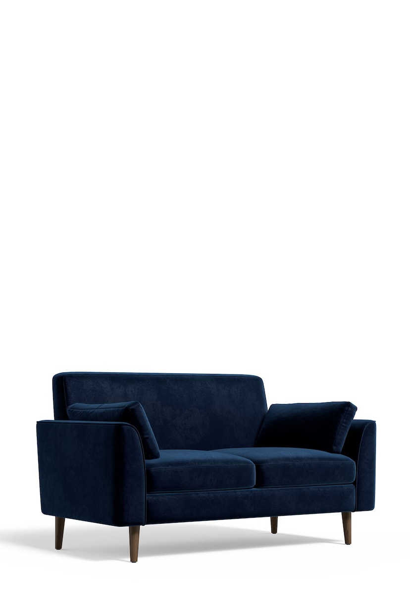 Soft Velvet Navy Blue Mila Compact 2 Seater Sofa In A Box - Image 2 of 11