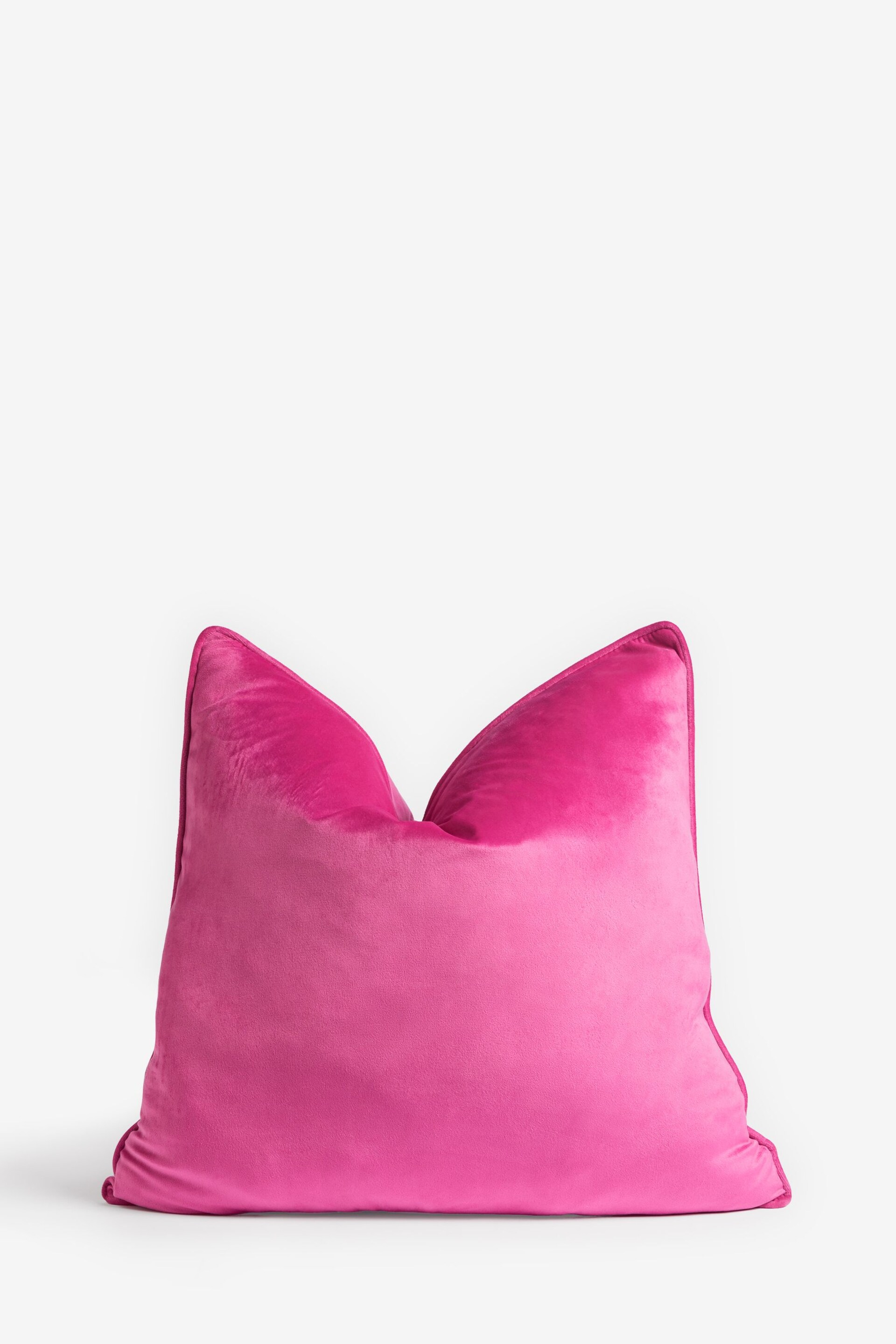 Bright Pink 59 x 59cm Matte Velvet Feather Filled Cushion - Image 2 of 2