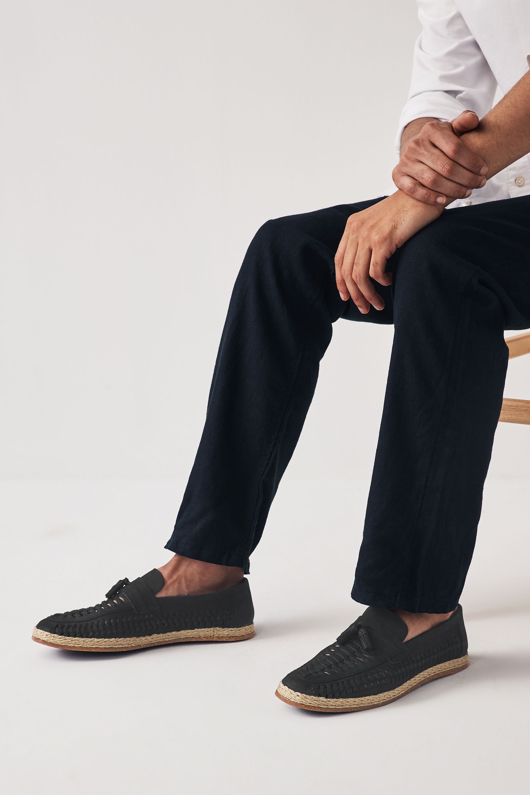 Black woven loafers mens online