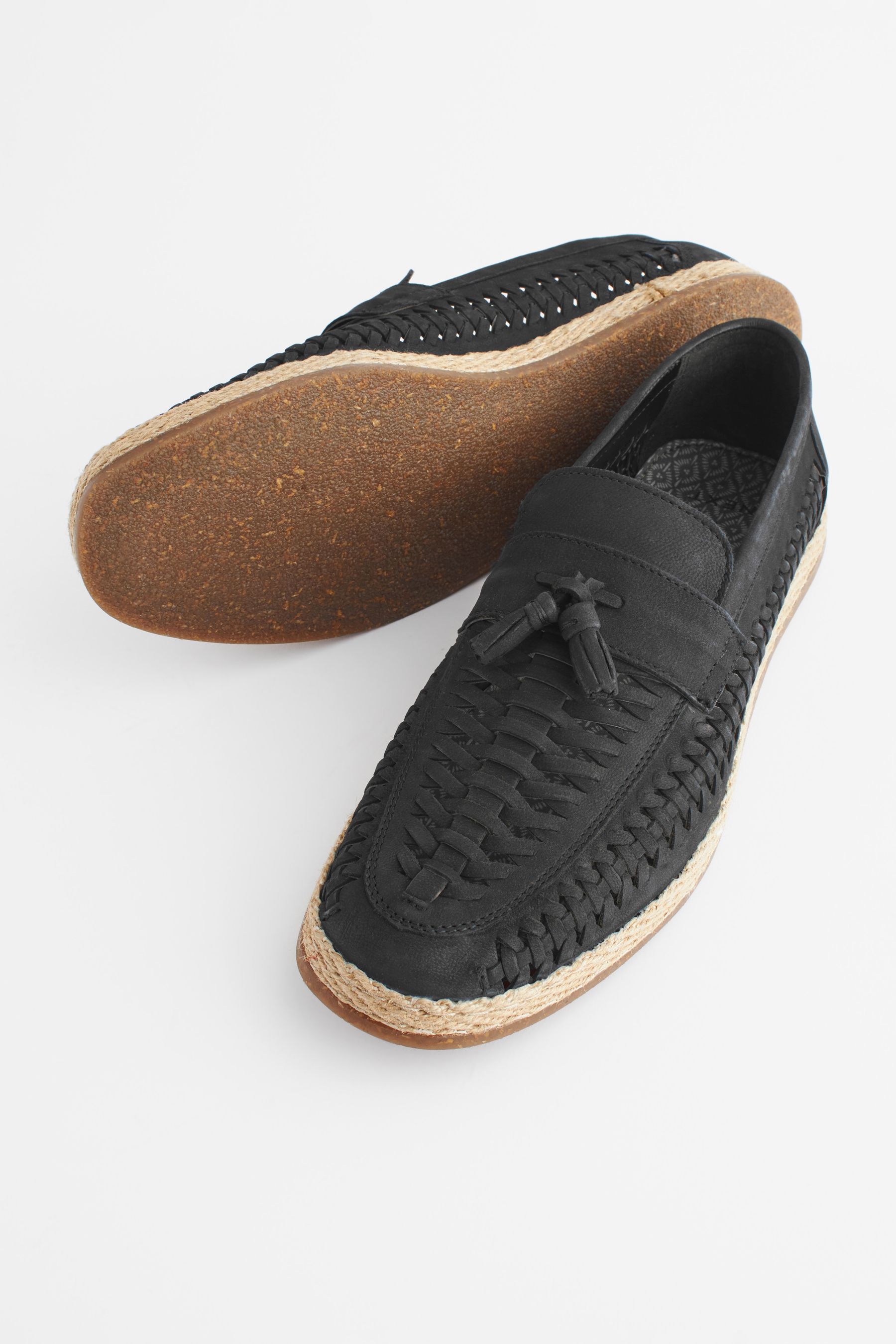 Black woven loafers mens online