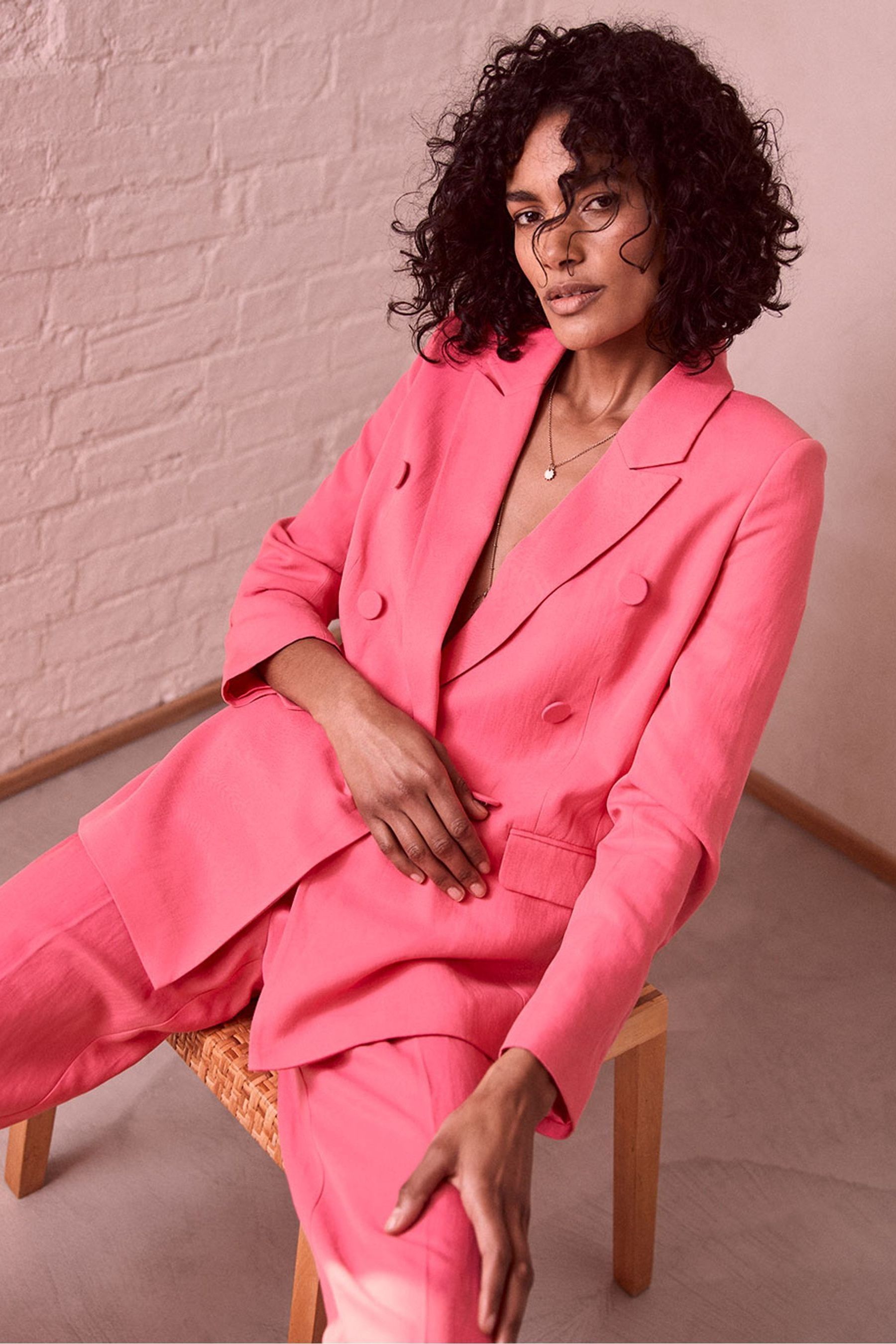 Buy Mint Velvet Pink Double Breasted Blazer from Next Luxembourg