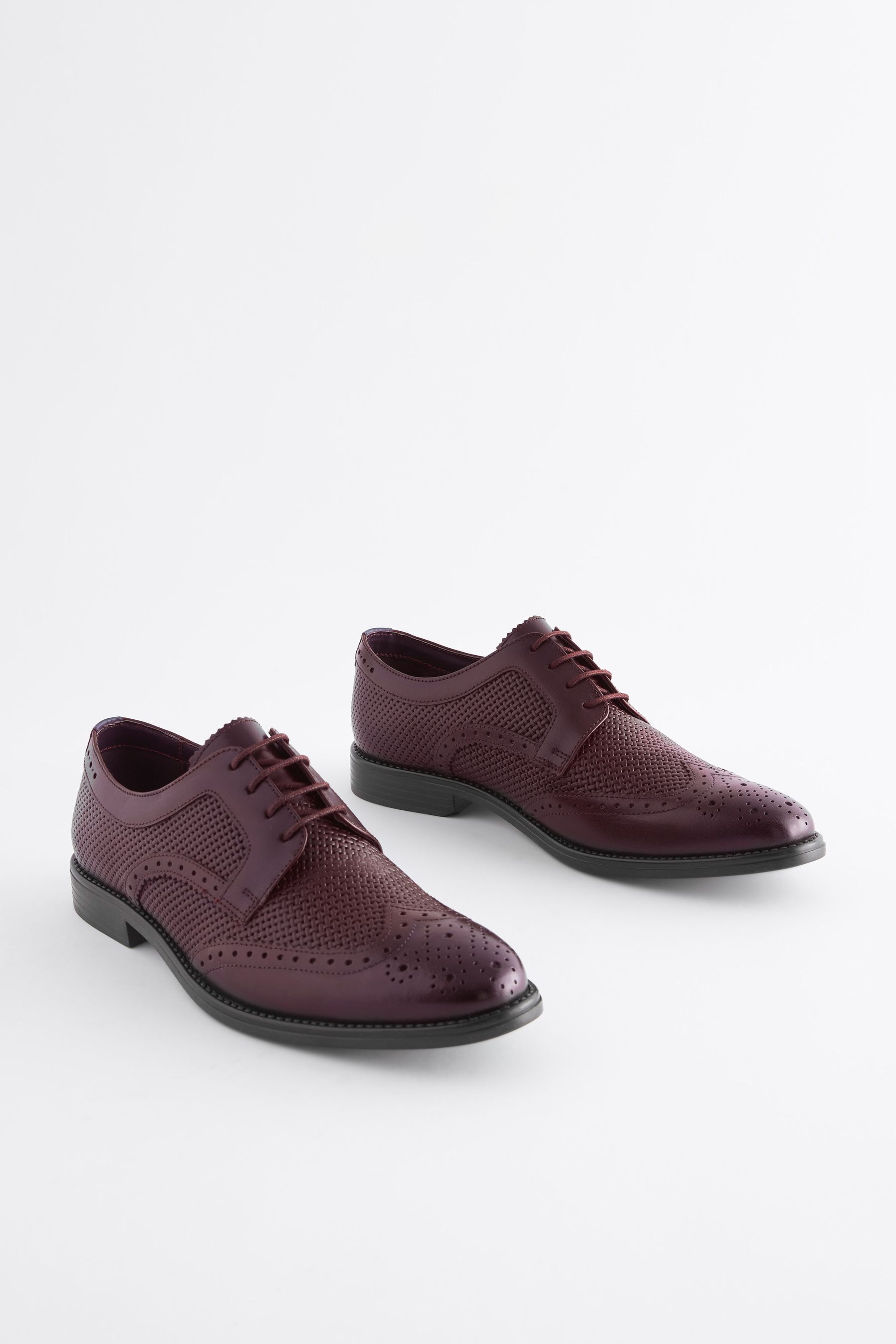 Buy Burgundy Red Embossed Leather Brogue Shoes from Next Ireland