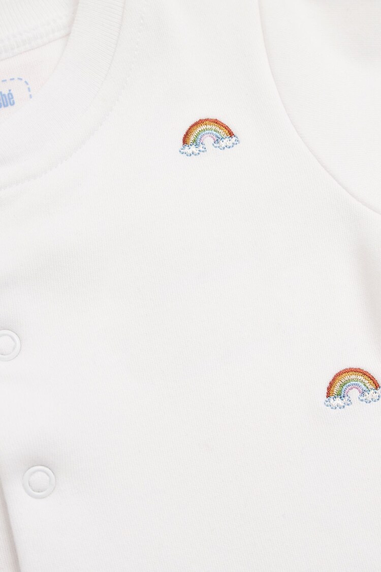 JoJo Maman Bébé Rainbow Personalised Embroidered Cotton Baby Sleepsuit - Image 5 of 5