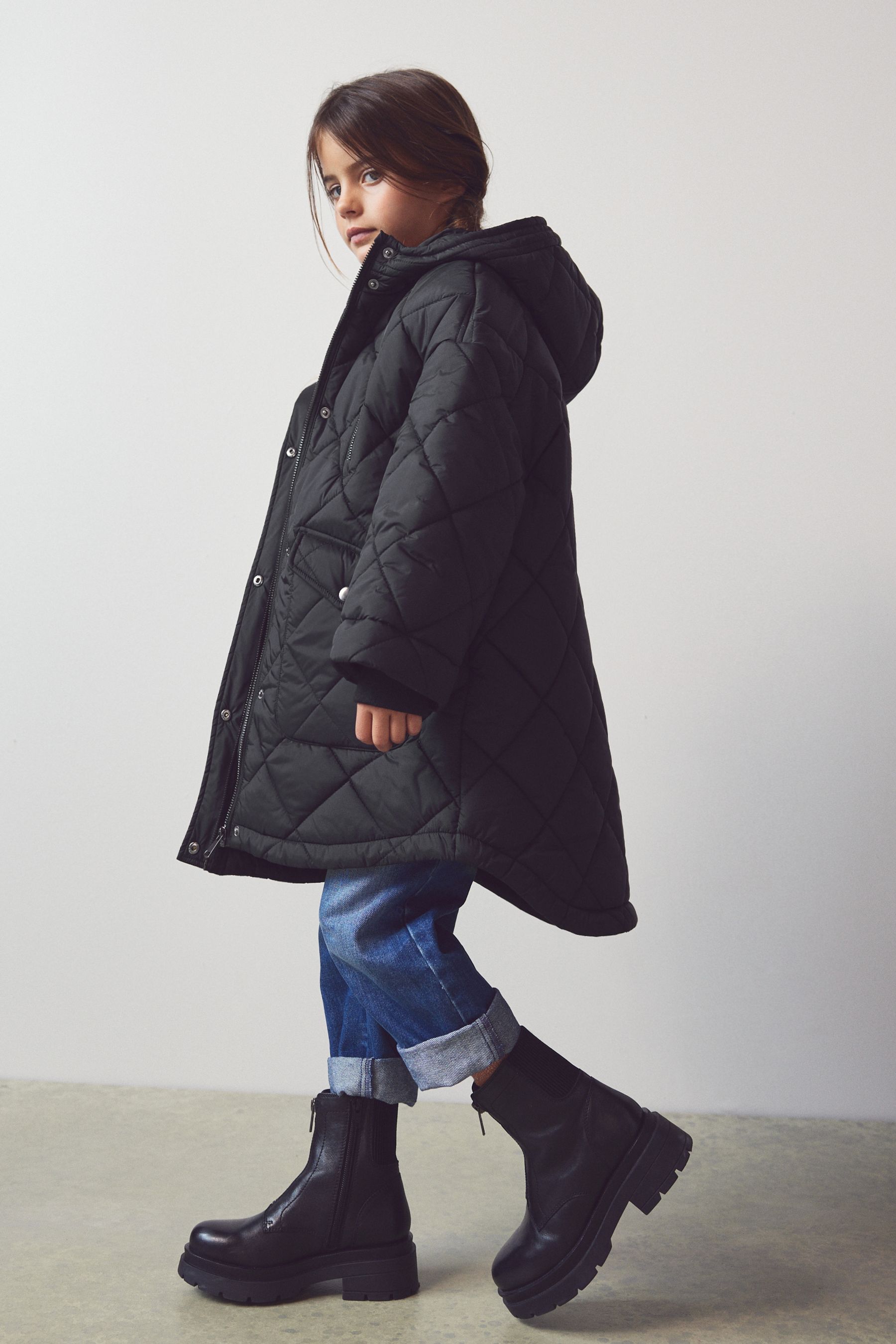 Next girls black coat cheap