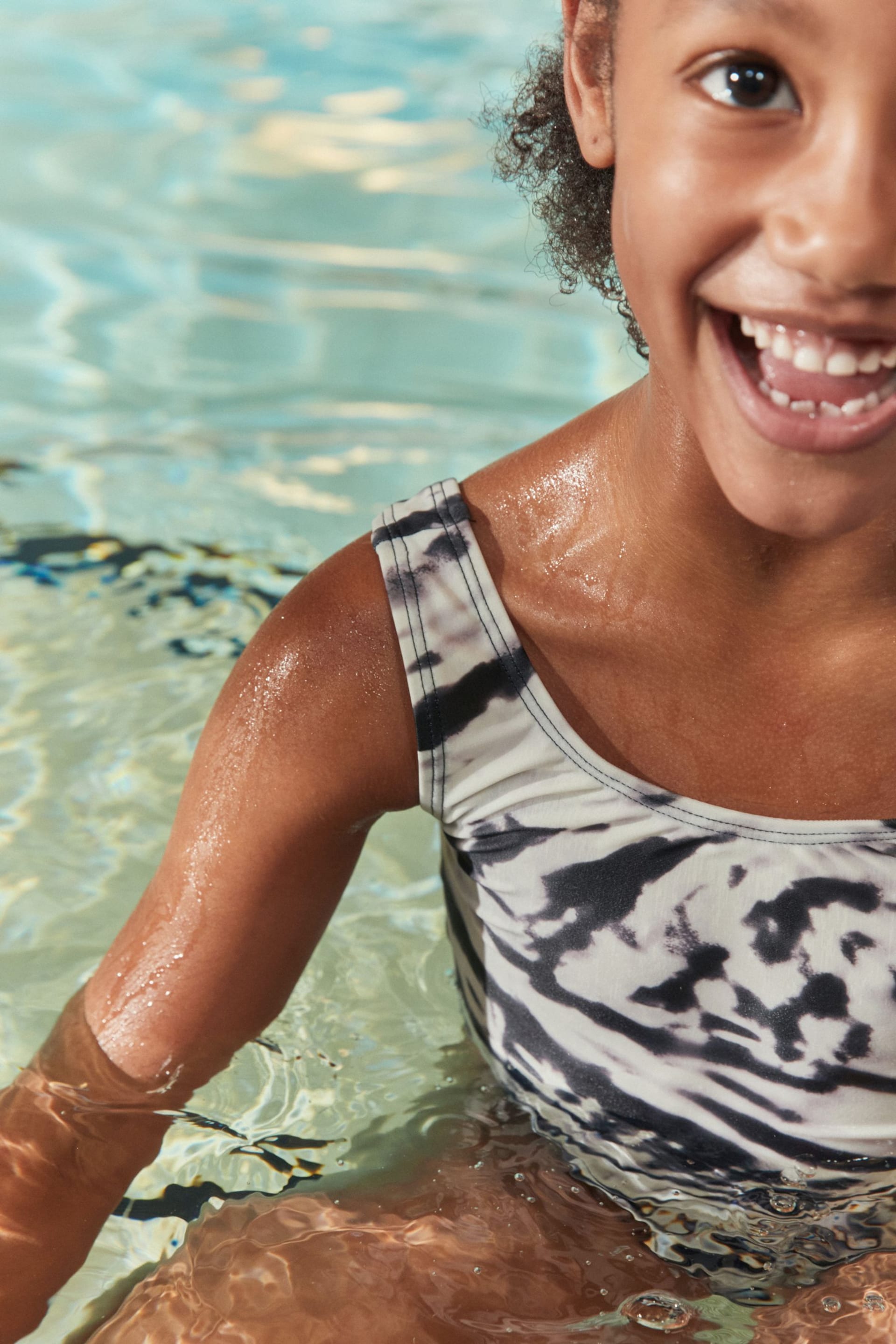 Monochrome Tie Dye Sports Swimsuit (3-16yrs) - Image 4 of 7