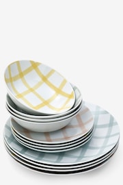 12 Piece Multi Checked Pattern Dinner Set - Image 3 of 3