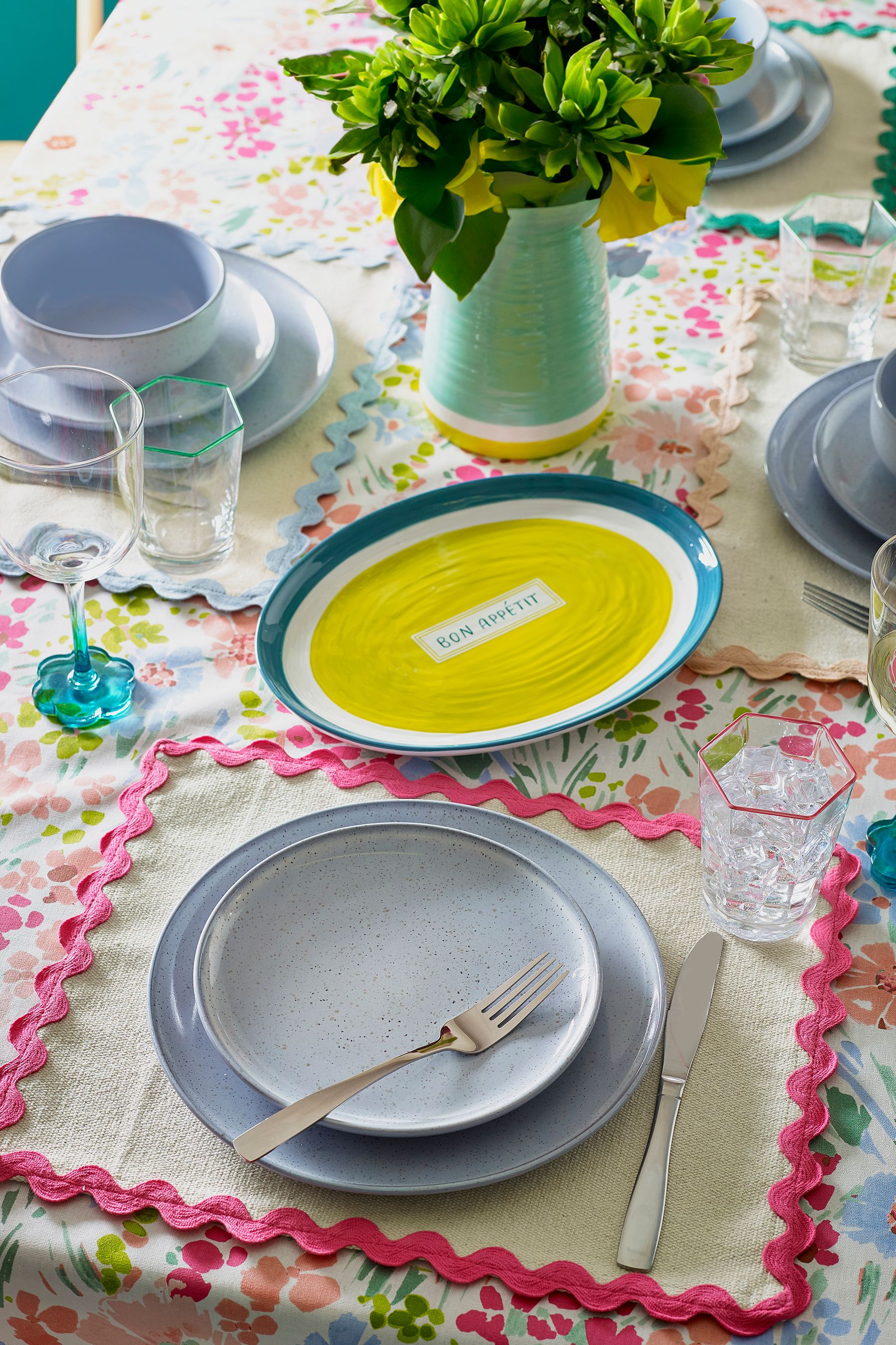 Adult Next 12 Piece Light Blue Lani Speckle Dinner Set