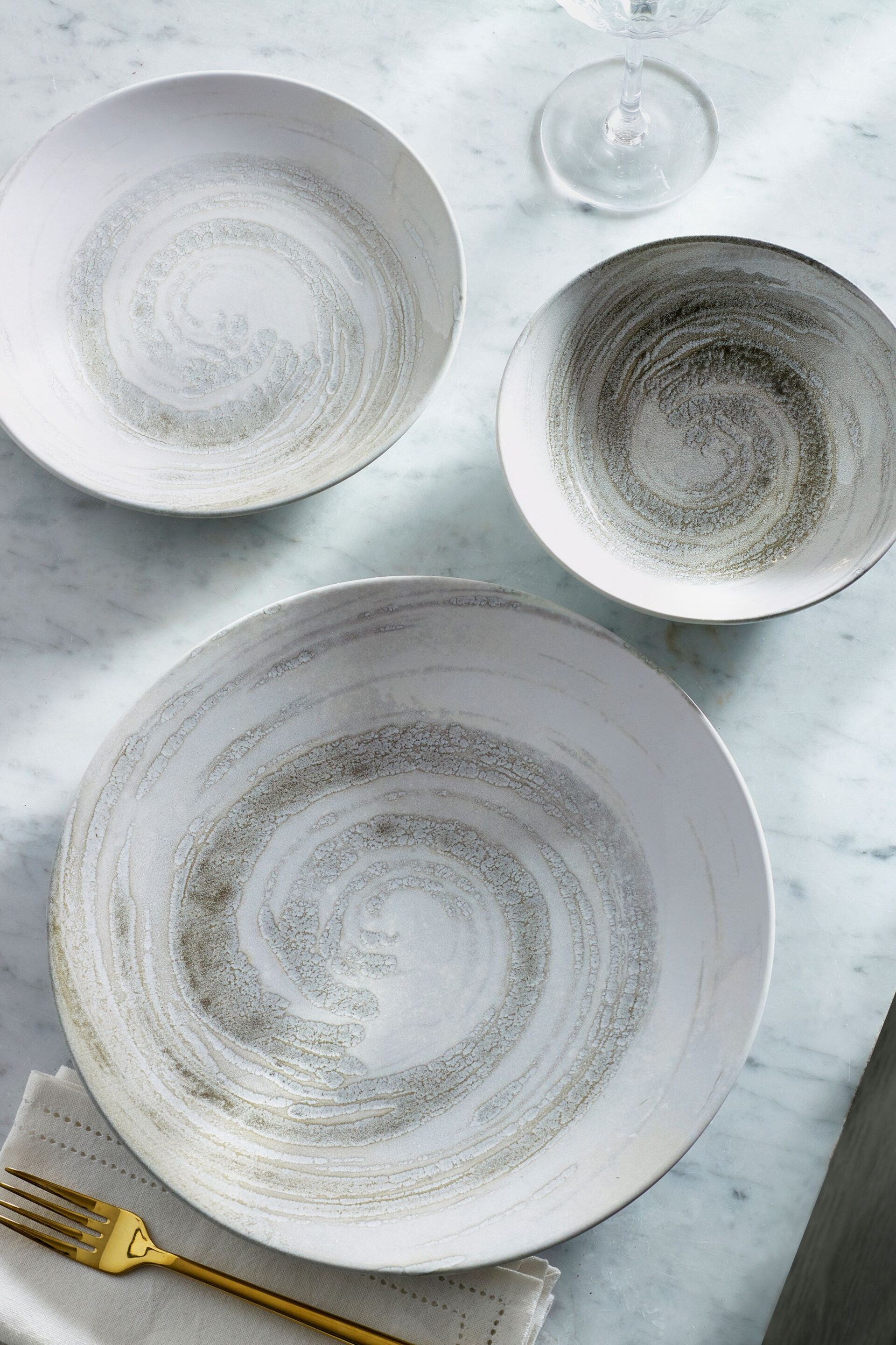 12 Piece Grey Swirl Dinner Set - Image 2 of 7