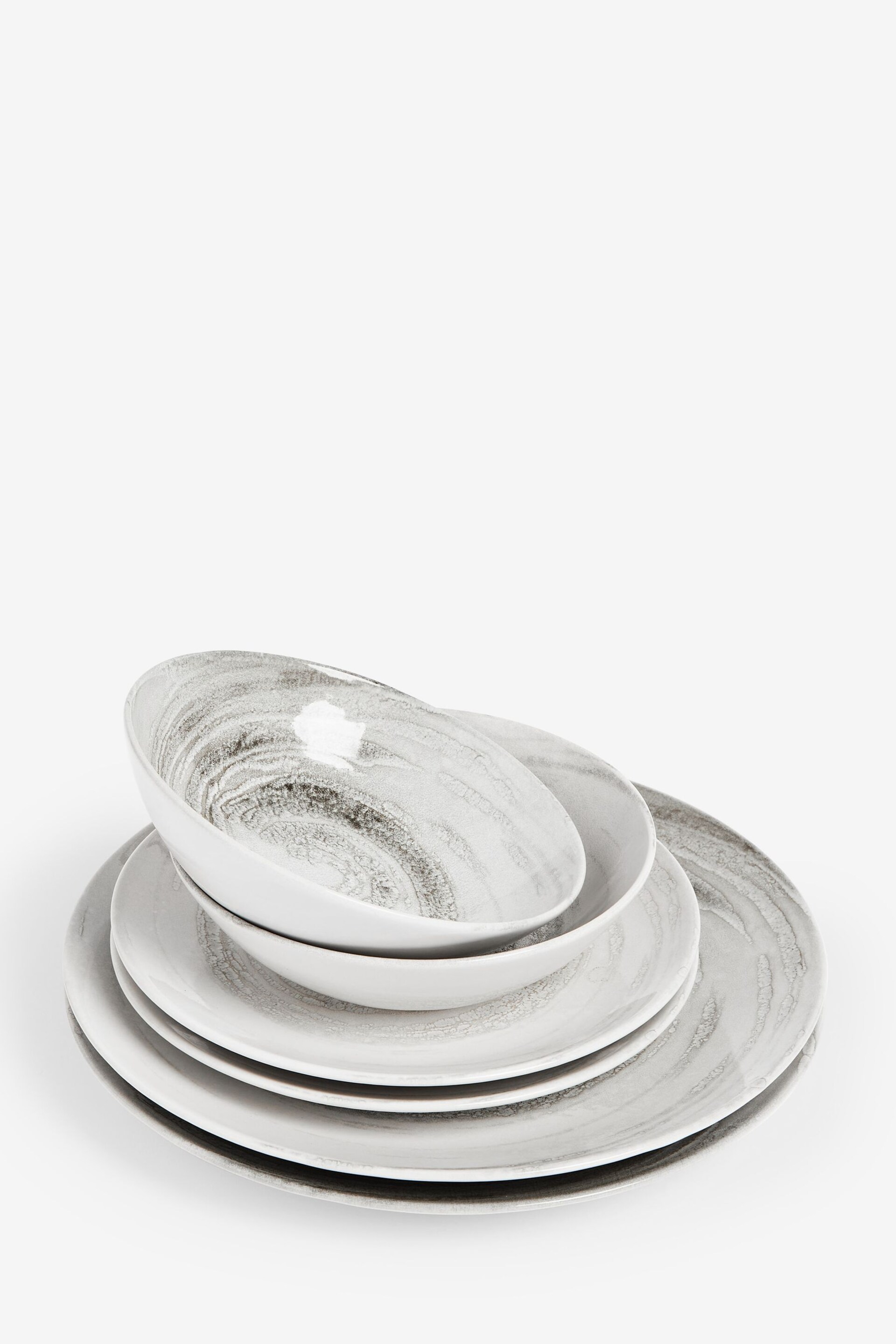 12 Piece Grey Swirl Dinner Set - Image 7 of 7