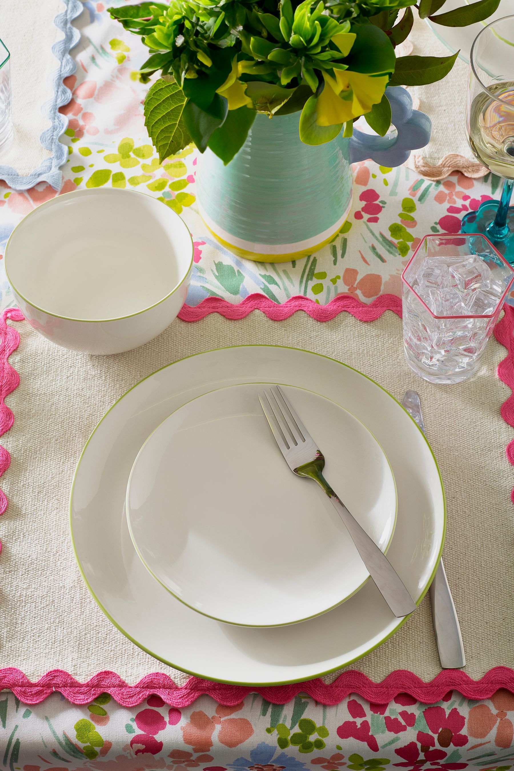 Buy 12 Piece Lime Green Rim Dinner Set from Next Austria