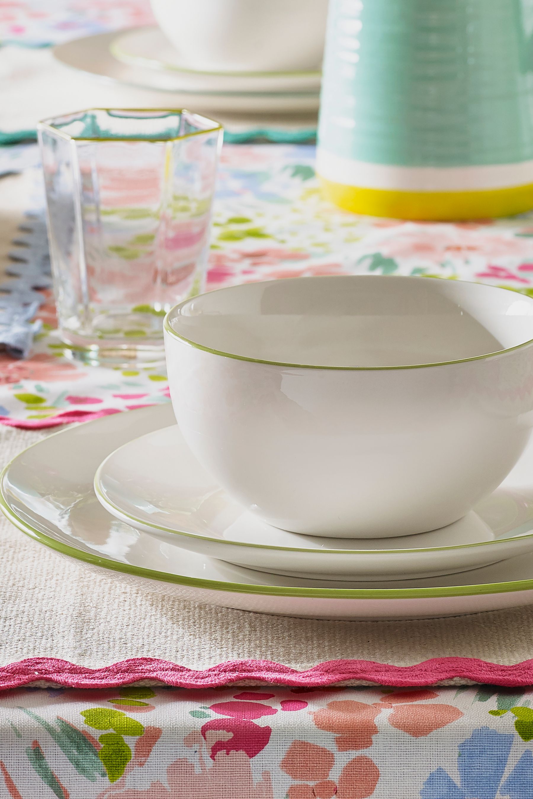 Buy 12 Piece Lime Green Rim Dinner Set from Next Austria