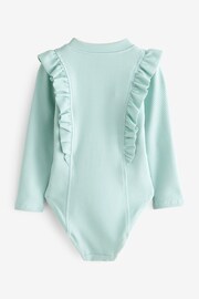Blue Long Sleeve Textured Frill Swimsuit (3mths-7yrs) - Image 6 of 7