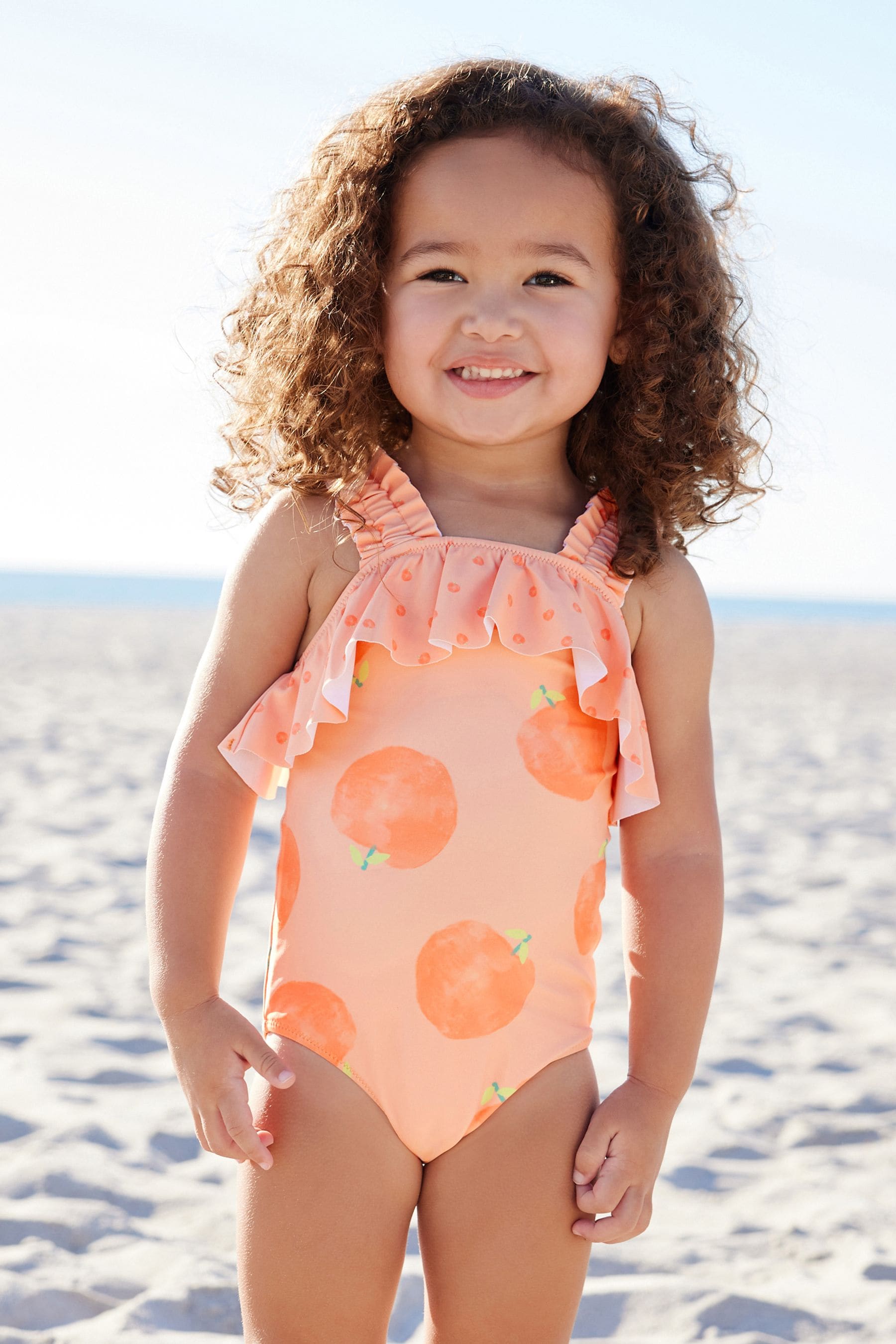Buy Orange Peach Ruched Strap Swimsuit 3mths 7yrs from Next Oman
