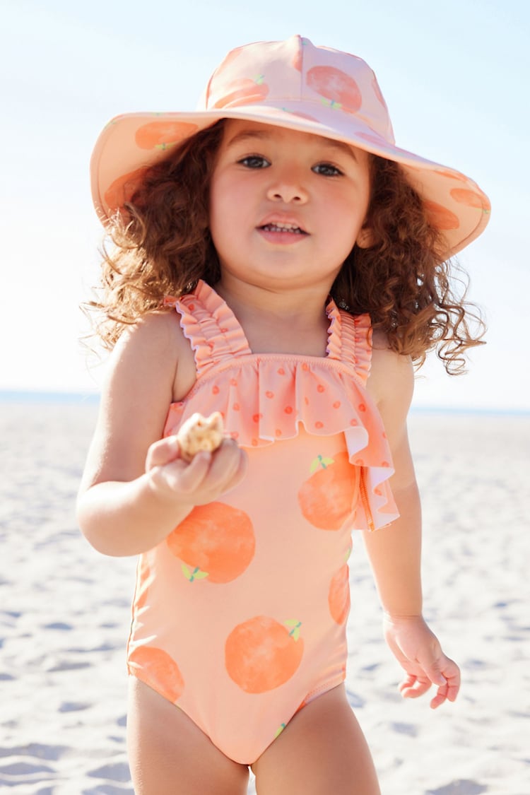 Orange Peach Ruched Strap Swimsuit (3mths-7yrs) - Image 2 of 7