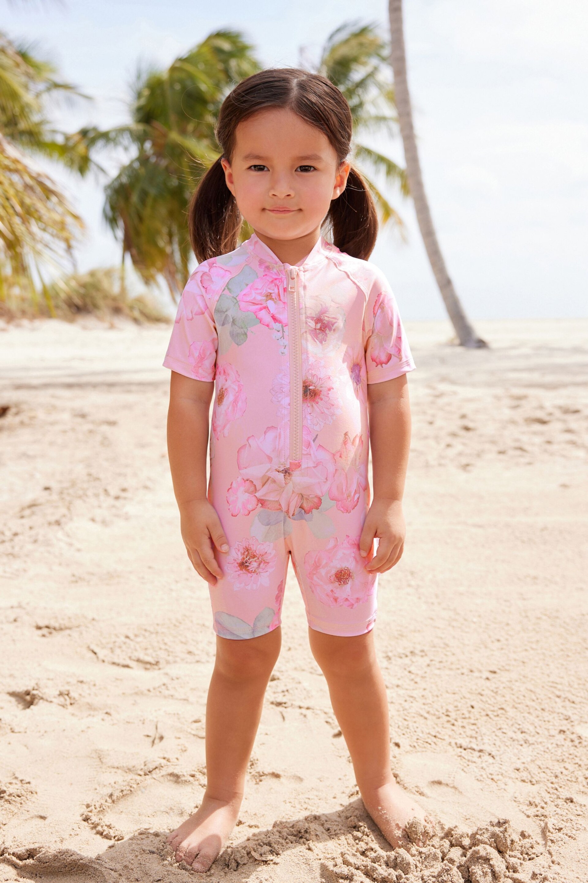 Pink Floral Sunsafe Swimsuit (3mths-7yrs) - Image 1 of 9