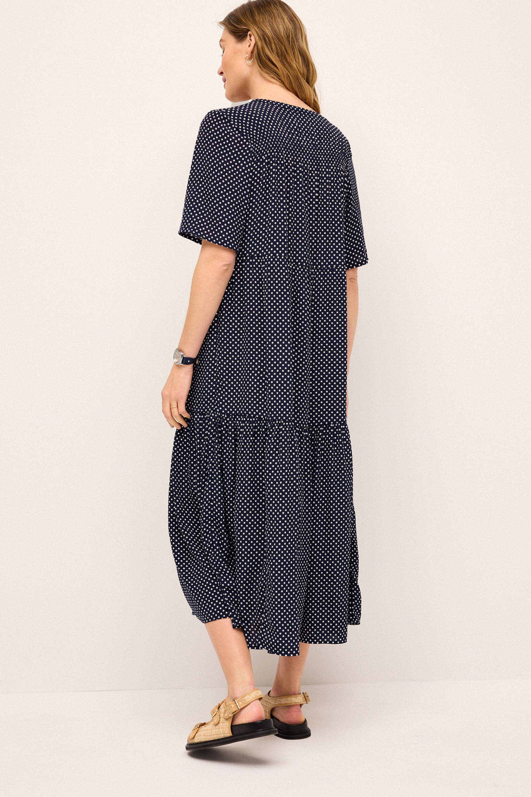 Buy Navy Blue Spot Maternity Angel Sleeve Dress from Next Luxembourg