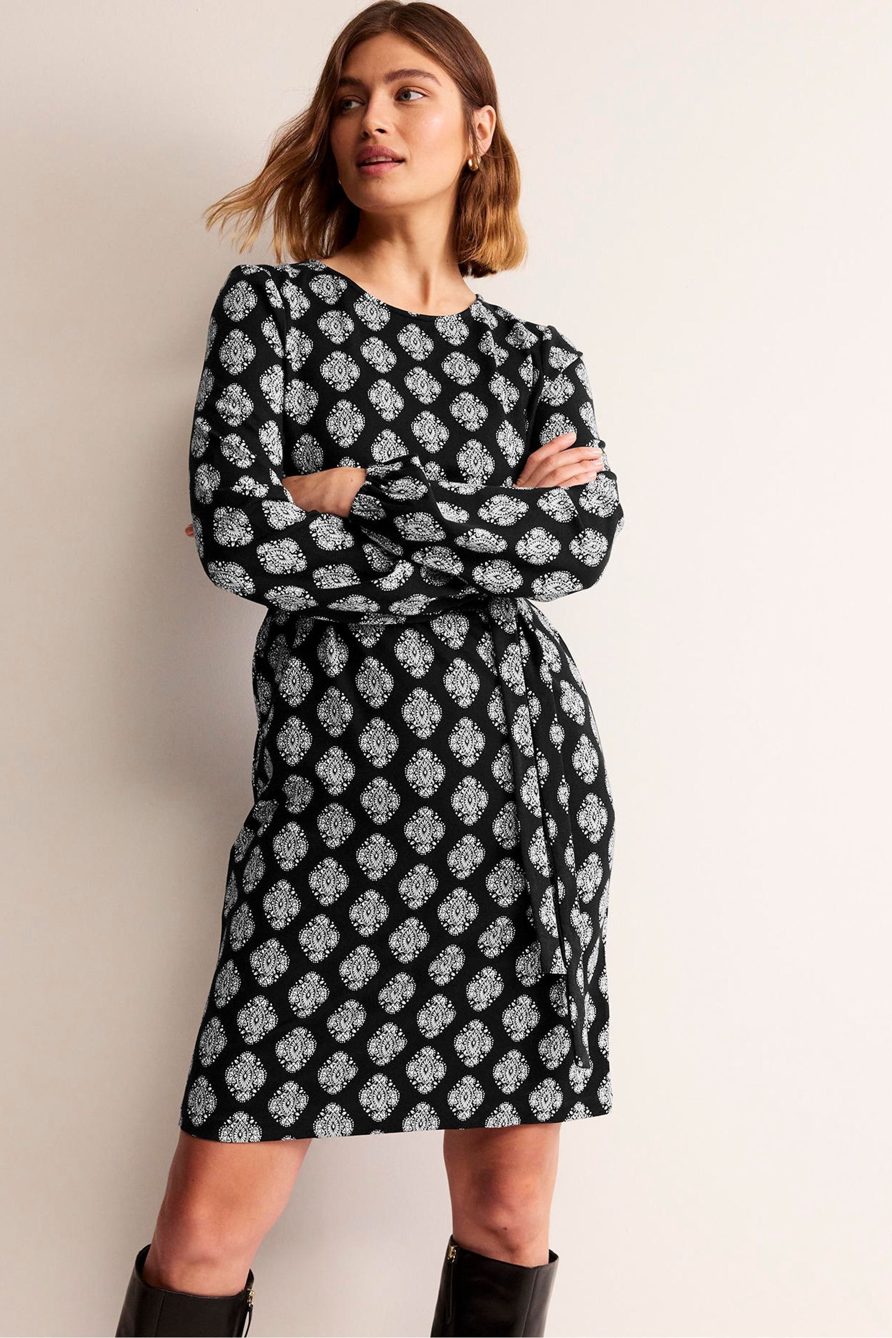 Buy Boden Black White Violet Jersey Shift Dress from Next Luxembourg