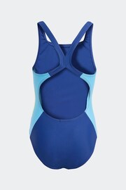 adidas Blue Cut 3 Stripes Swimsuit - Image 2 of 5