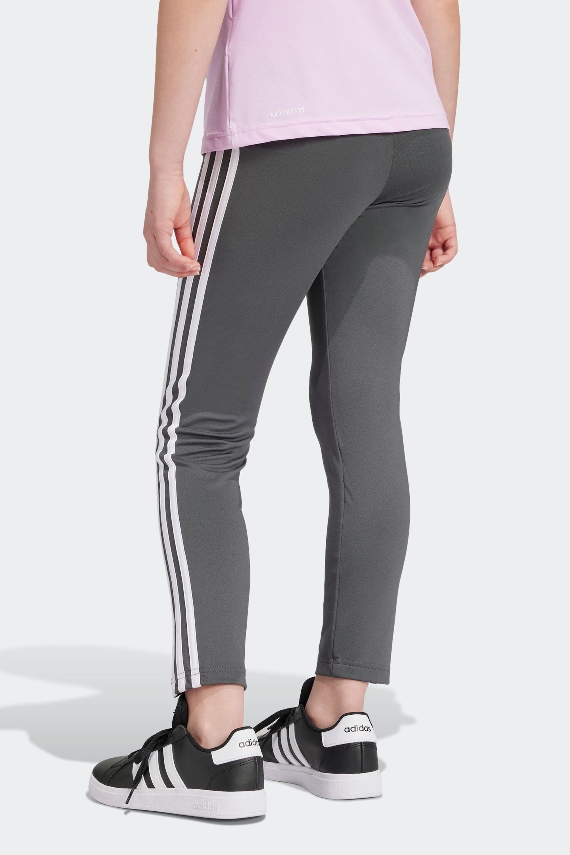 adidas Grey Sportswear Essentials Aeroready 3-Stripes High Waisted Leggings - Image 2 of 10