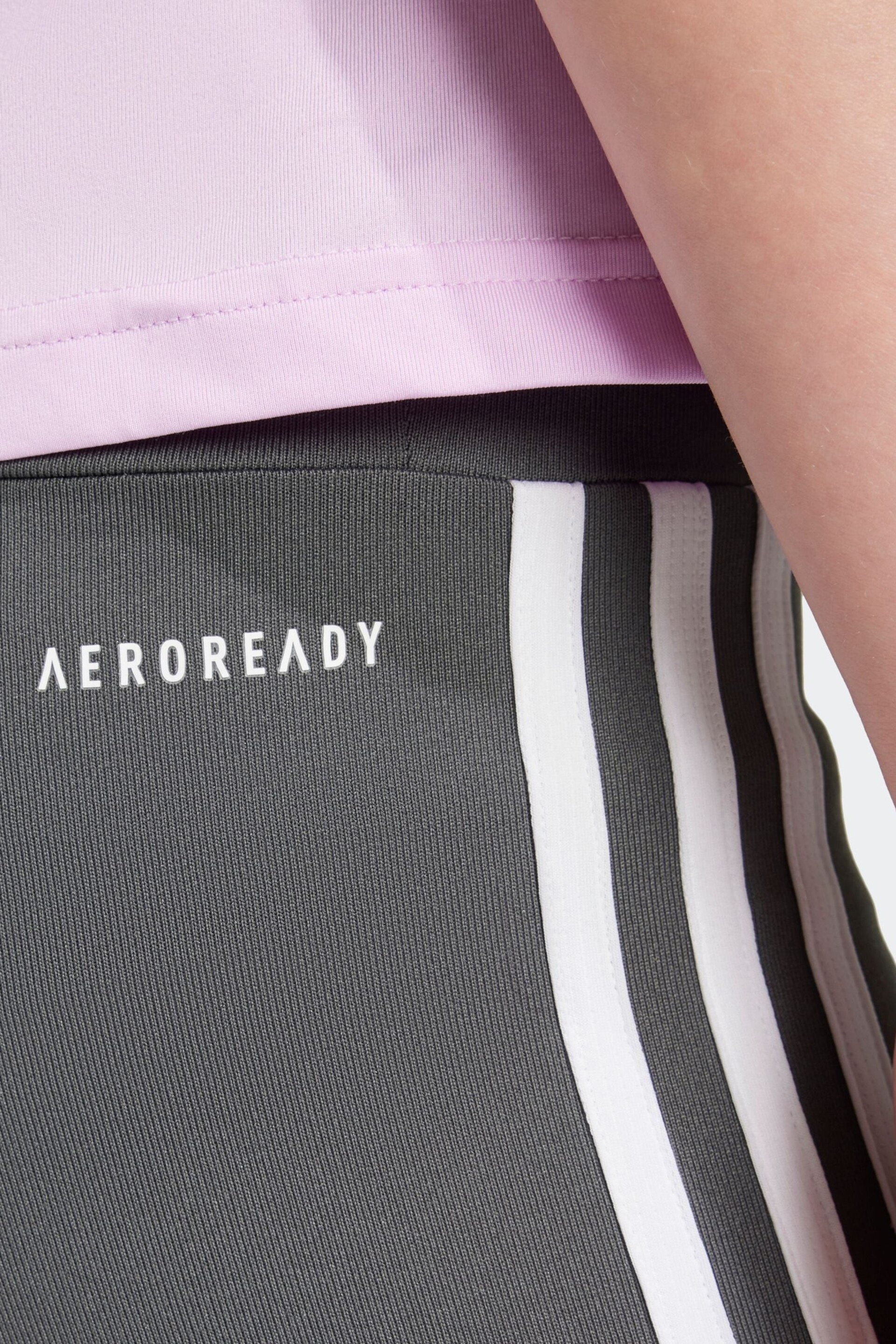 adidas Grey Sportswear Essentials Aeroready 3-Stripes High Waisted Leggings - Image 5 of 10
