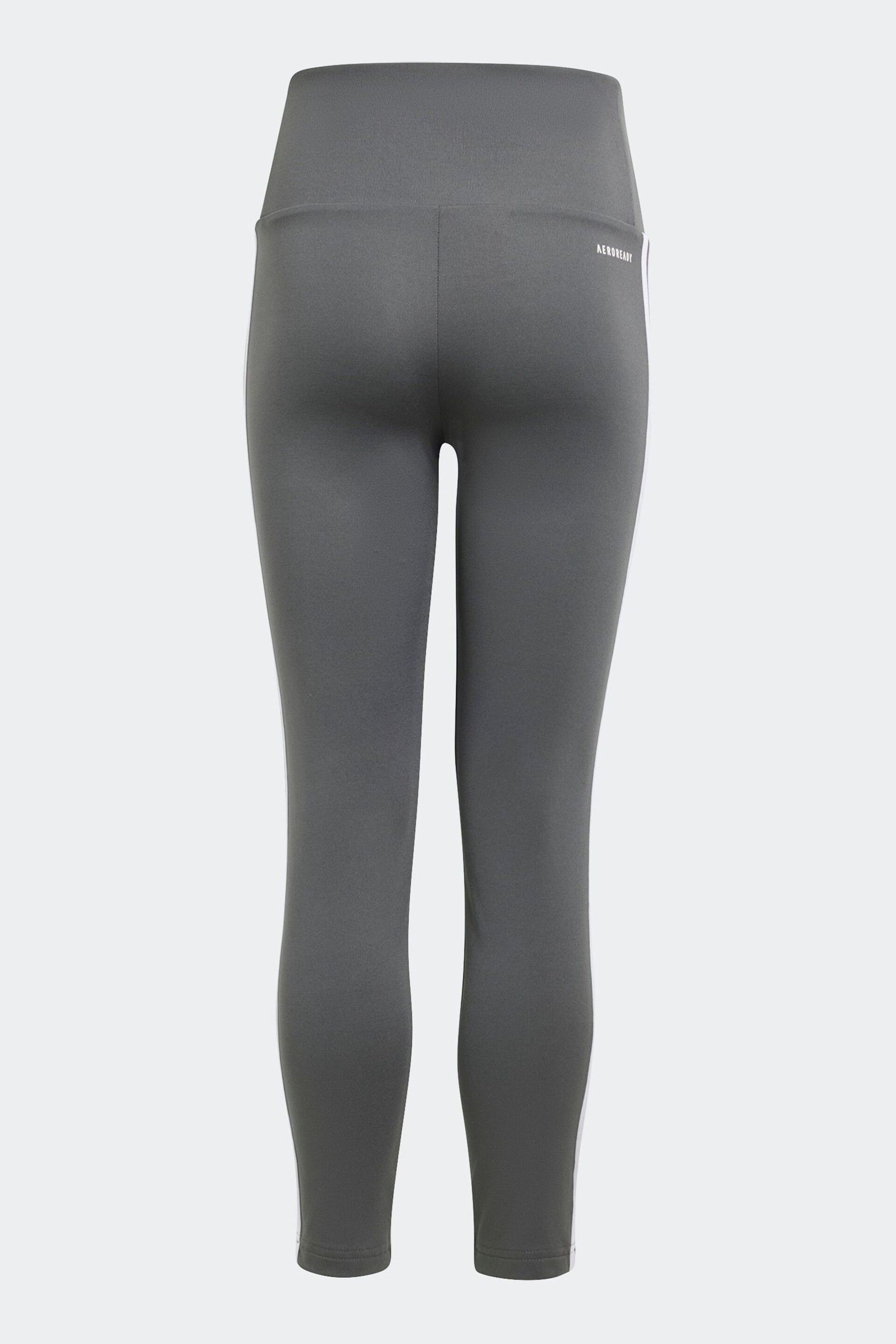 adidas Grey Sportswear Essentials Aeroready 3-Stripes High Waisted Leggings - Image 7 of 10