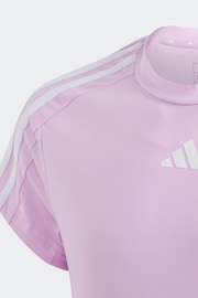 adidas Purple Sportswear Train Essentials Aeroready 3 Stripes Slim Fit Training T-Shirt - Image 4 of 5