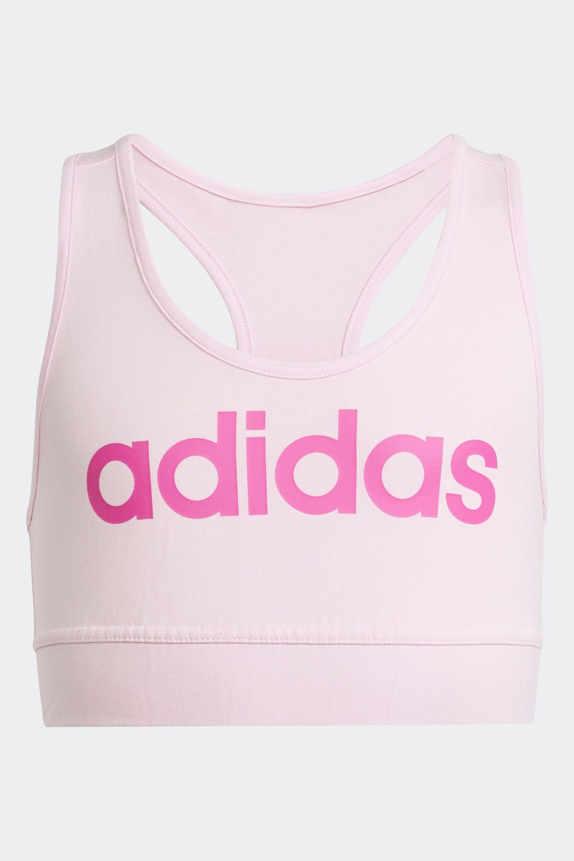 adidas Pink Essentials Linear Logo Cotton Bra Top - Image 1 of 5