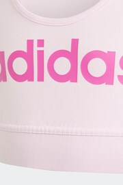 adidas Pink Essentials Linear Logo Cotton Bra Top - Image 3 of 5