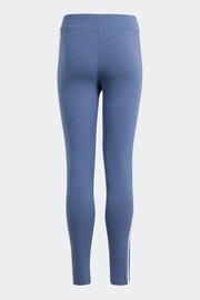 adidas Blue Sportswear Essentials 3 Stripes Cotton Leggings - Image 2 of 5
