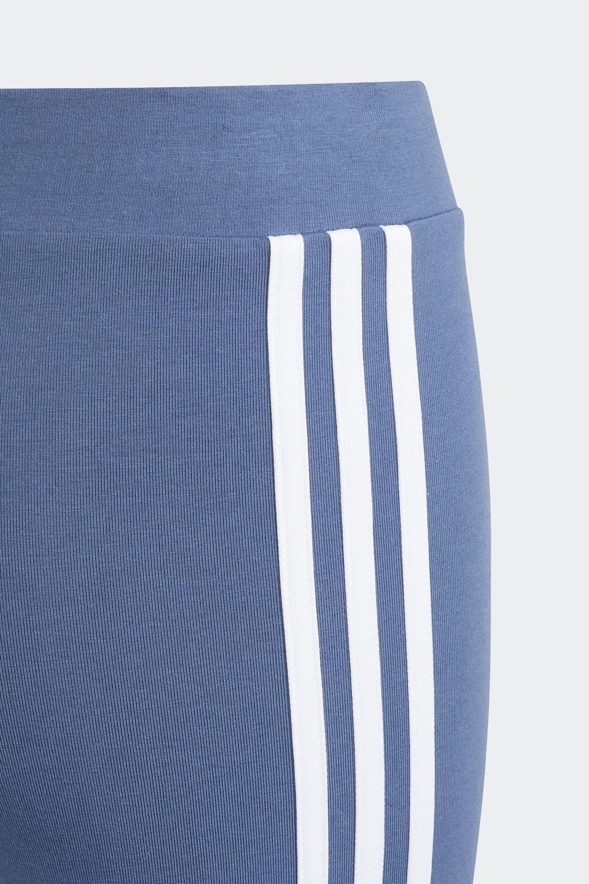 adidas Blue Sportswear Essentials 3 Stripes Cotton Leggings - Image 3 of 5
