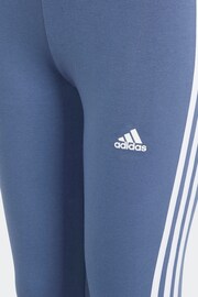 adidas Blue Sportswear Essentials 3 Stripes Cotton Leggings - Image 4 of 5
