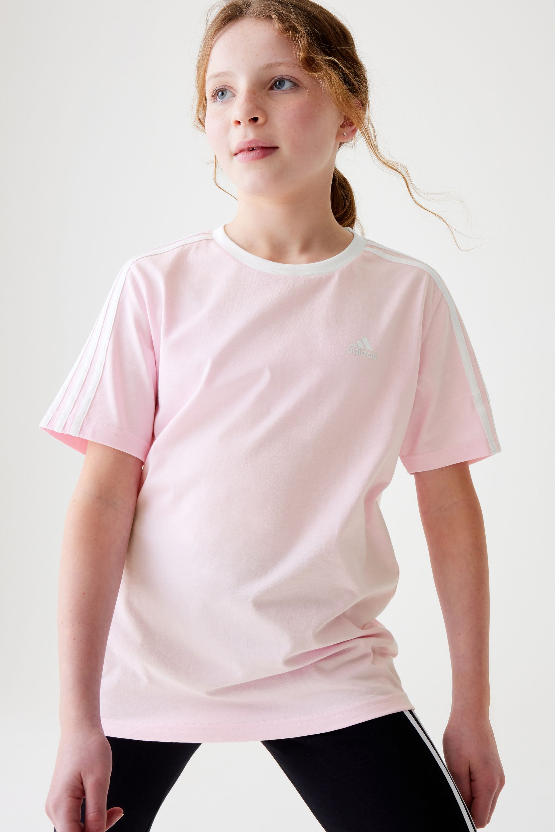 Buy adidas Pink Boyfriend Fit 100 Cotton 3 Stripe Essential T Shirt from the Next UK online shop