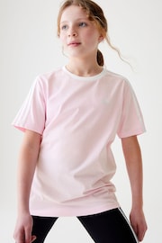 adidas Pink 3-Stripe Essential Boyfriend Fit T-Shirt - Image 1 of 15