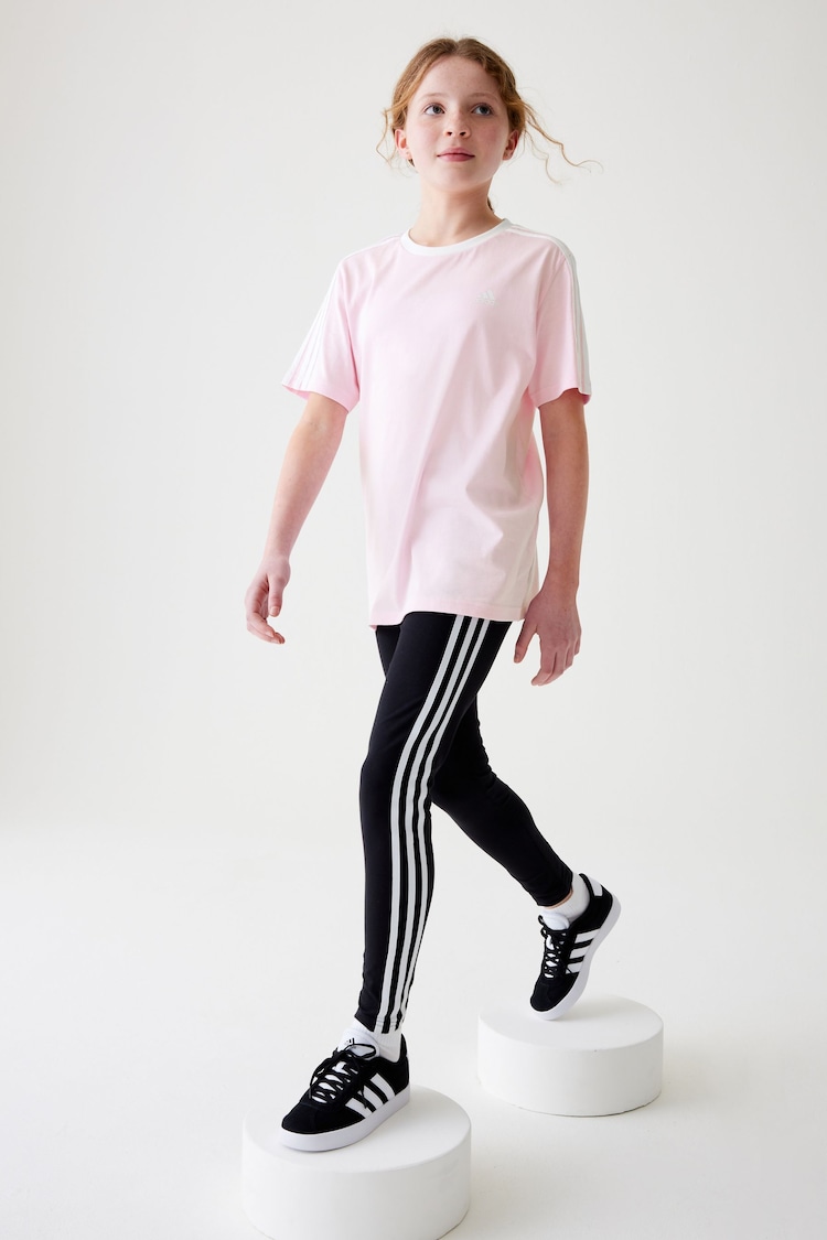 adidas Pink Boyfriend Fit 100% Cotton 3-Stripe Essential T-Shirt - Image 2 of 15