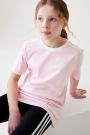 adidas Pink 3-Stripe Essential Boyfriend Fit T-Shirt - Image 4 of 15