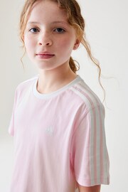 adidas Pink 3-Stripe Essential Boyfriend Fit T-Shirt - Image 5 of 15