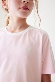 adidas Pink 3-Stripe Essential Boyfriend Fit T-Shirt - Image 6 of 15
