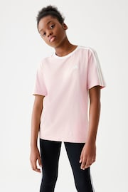 adidas Pink 3-Stripe Essential Boyfriend Fit T-Shirt - Image 9 of 15