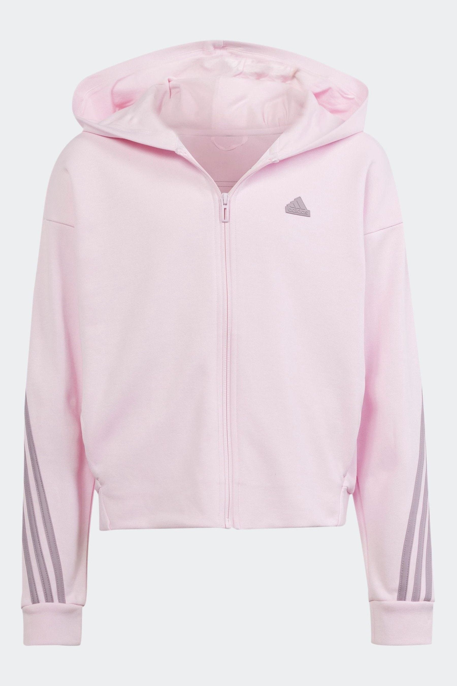 Buy adidas Pink Light Future Icons 3 Stripes Full Zip Hoodie from Next Luxembourg