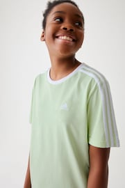 adidas Lemon Green Boyfriend Loose Fit Sportswear Essentials 3-Stripes Cotton T-Shirt - Image 5 of 10