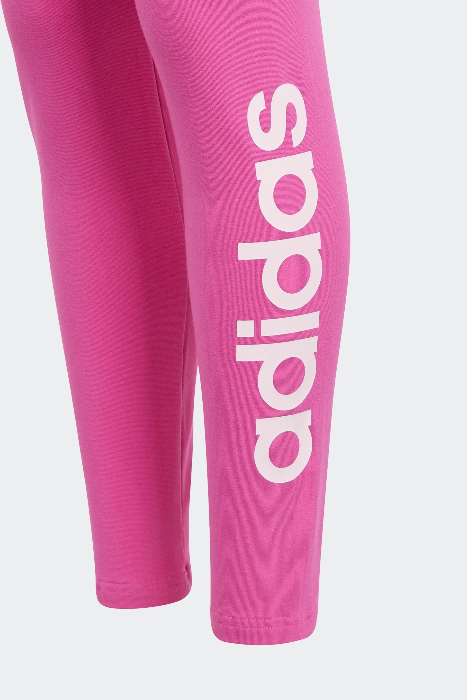 adidas Pink Sportswear Essentials Linear Logo Cotton Leggings - Image 4 of 5