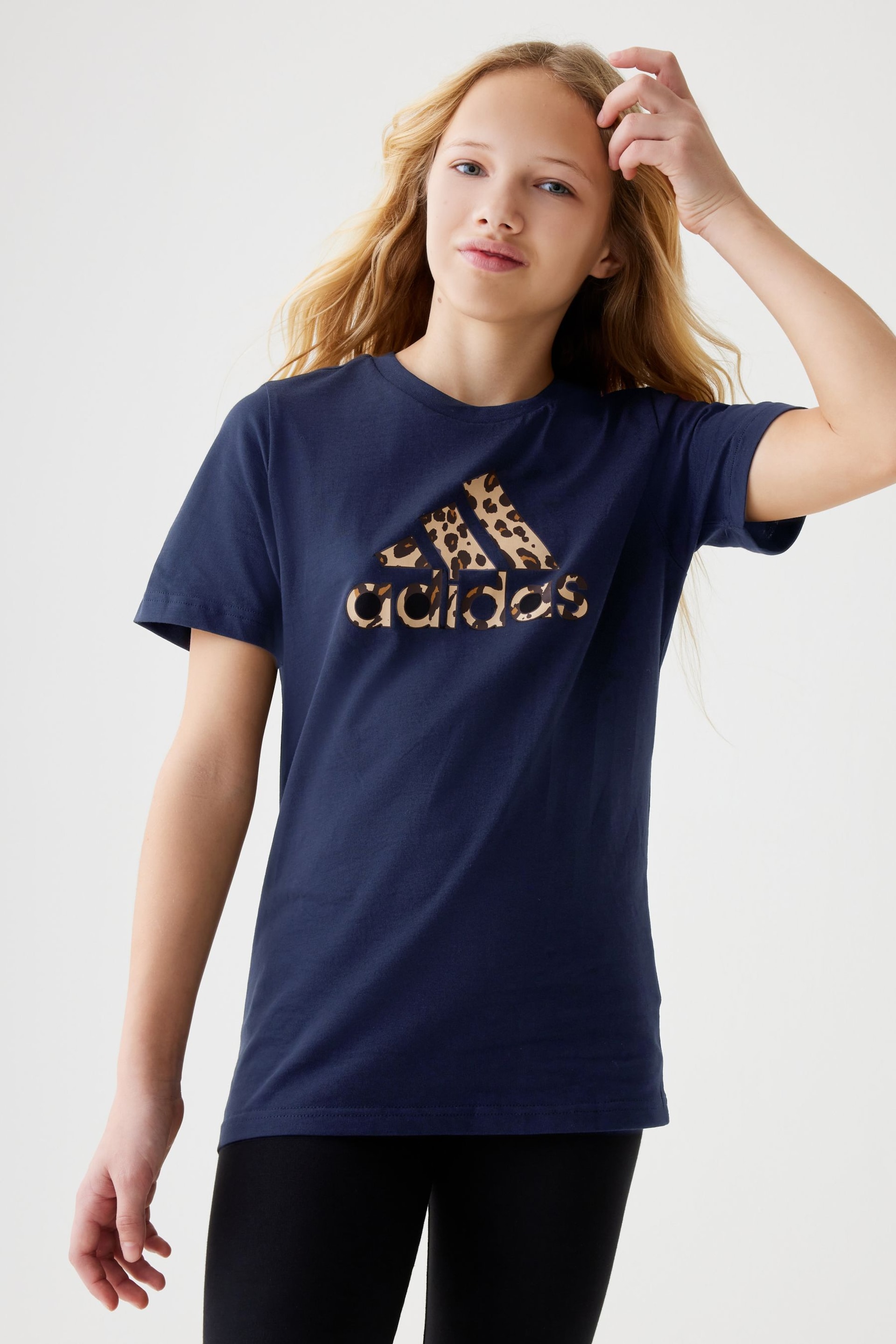adidas Blue Kids Sportswear Animal Print Graphic T-Shirt - Image 1 of 7