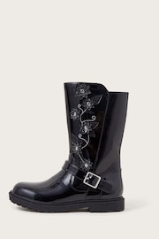 Monsoon Black Flower Detail Riding Boots - Image 2 of 3