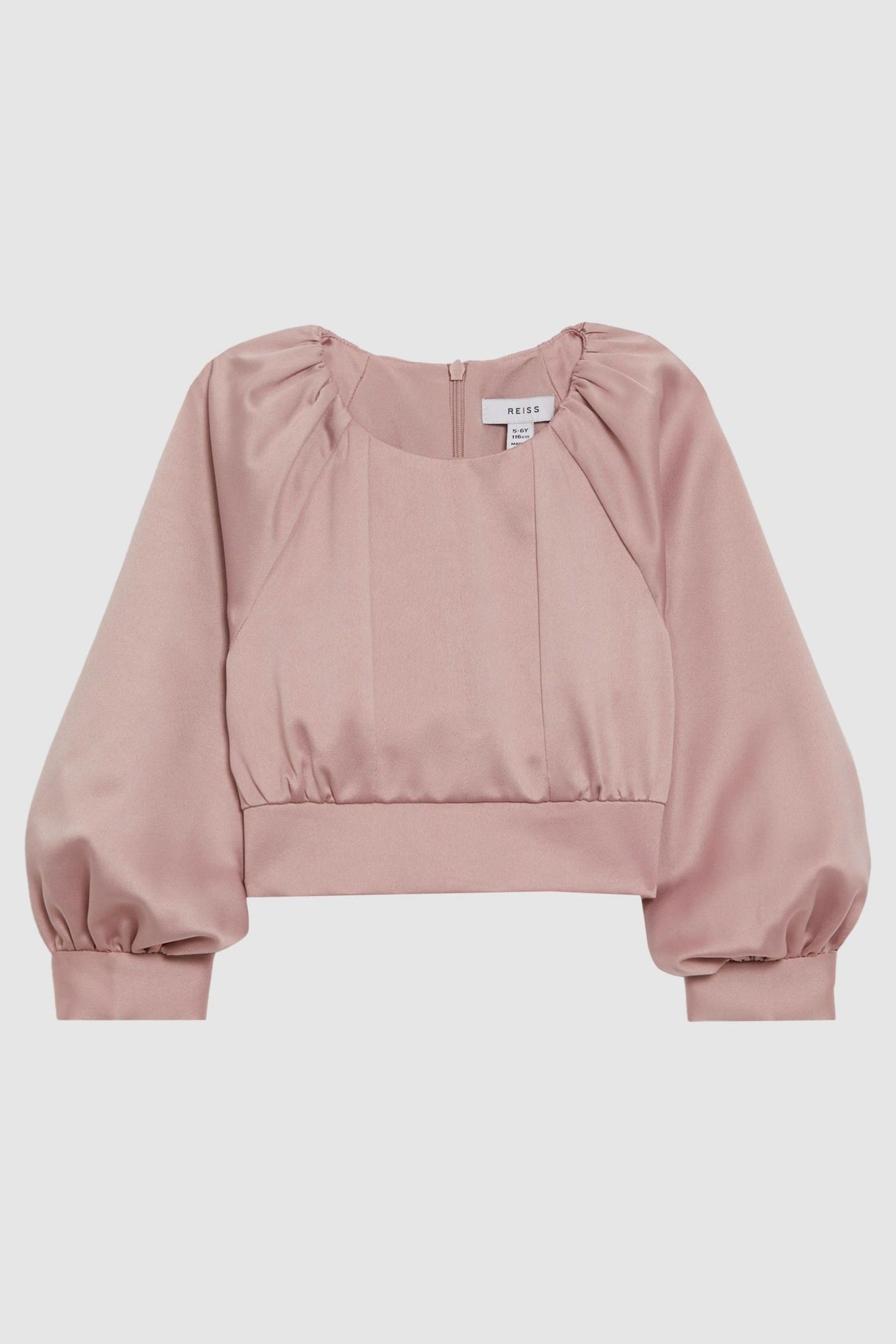 Reiss Pink Molly Junior Cropped Pleated Blouse - Image 2 of 6
