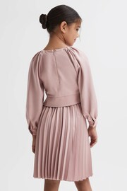 Reiss Pink Molly Junior Cropped Pleated Blouse - Image 5 of 6