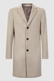 Reiss Stone Melange Gable Wool Blend Single Breasted Epsom Overcoat - Image 2 of 5