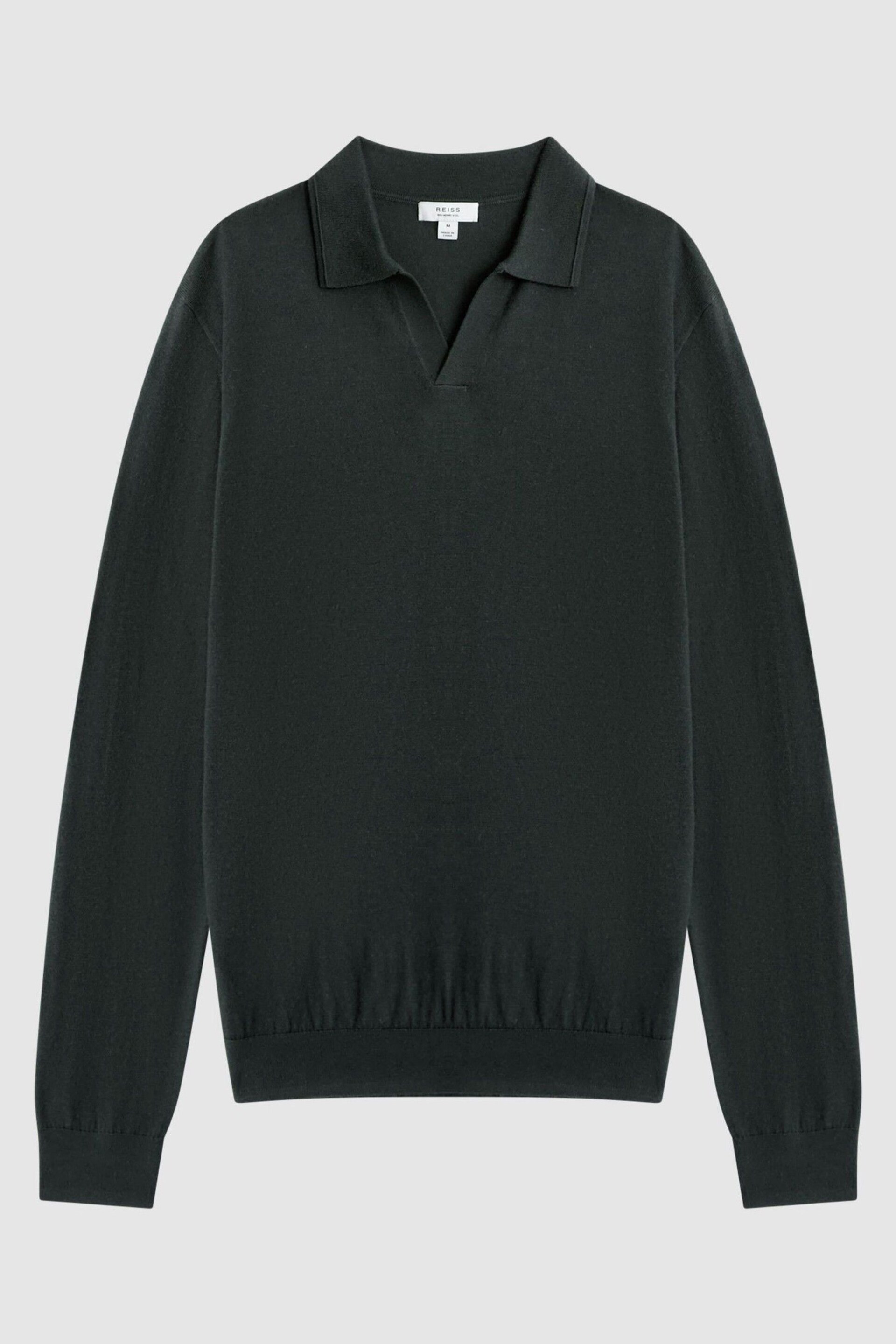 Reiss Forest Milburn Merino Wool Open Collar Polo Shirt - Image 2 of 5